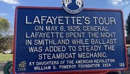 Unveiling of the new Lafayette Trail marker in Smithland, Kentucky